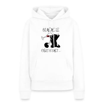 Chat qui picole .. - Sweat à capuche Premium bio Femme - blanc - Devant - Julia (174cm)