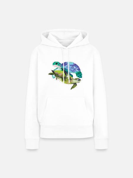 Aquarell Leitfähige Tropfen Schildkröte - Frauen Premium Bio Hoodie - Weiß