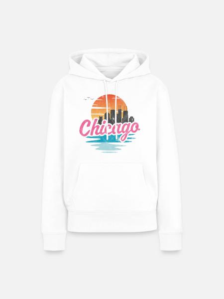 Chicago City - Frauen Premium Bio Hoodie - Weiß