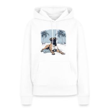 Boxeur allemand avec des lunettes de soleil à la plage - Sweat à capuche Premium bio Femme - blanc - Devant - Julia (174cm)
