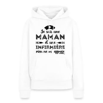Maman et infirmière cadeau pour mère infirmiere - Sweat à capuche Premium bio Femme - blanc - Devant - Julia (174cm)
