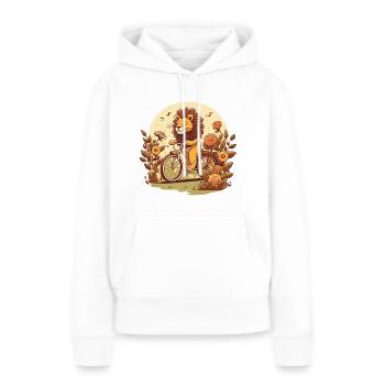 Löwe auf dem Fahrrad - Frauen Premium Bio Hoodie - Weiß - Vorne - Julia (174cm)