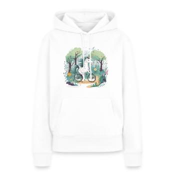 Einhorn auf dem Fahrrad - Frauen Premium Bio Hoodie - Weiß - Vorne - Julia (174cm)