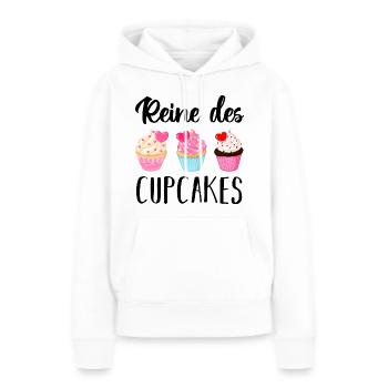 Reine des cupcakes cadeau pâtisserie patissière - Sweat à capuche Premium bio Femme - blanc - Devant - Julia (174cm)
