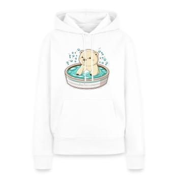 Entspannender Eisbär - Frauen Premium Bio Hoodie - Weiß - Vorne - Julia (174cm)