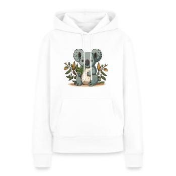 Gâterie à l’eucalyptus - Sweat à capuche Premium bio Femme - blanc - Devant - Julia (174cm)