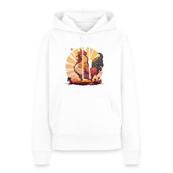 Lève-tôt - Sweat à capuche Premium bio Femme - blanc - Devant - Julia (174cm)