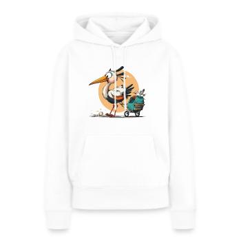 Storchen-Lieferung - Frauen Premium Bio Hoodie - Weiß - Vorne - Julia (174cm)