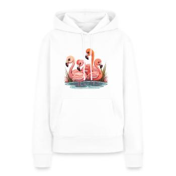 Troupeau de flamants roses - Sweat à capuche Premium bio Femme - blanc - Devant - Julia (174cm)