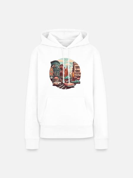 Retro-Stadtleben - Frauen Premium Bio Hoodie - Weiß