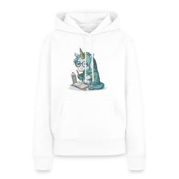Calligraphe Licorne - Sweat à capuche Premium bio Femme - blanc - Devant - Julia (174cm)