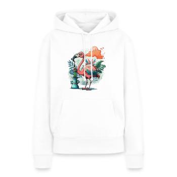 Flamant rose toker - Sweat à capuche Premium bio Femme - blanc - Devant - Julia (174cm)