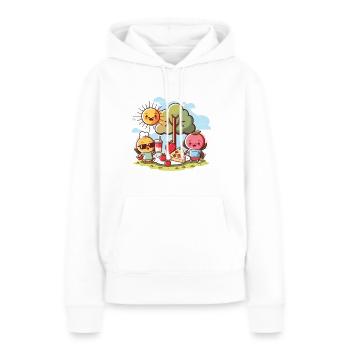 Korb der Freude - Frauen Premium Bio Hoodie - Weiß - Vorne - Julia (174cm)