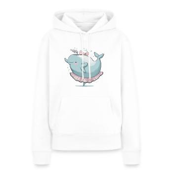 Valse de baleine - Sweat à capuche Premium bio Femme - blanc - Devant - Julia (174cm)