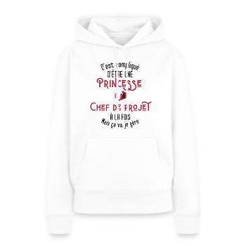 C'est compliqué d'être Princesse Chef de Projet - Sweat à capuche Premium bio Femme - blanc - Devant - Julia (174cm)