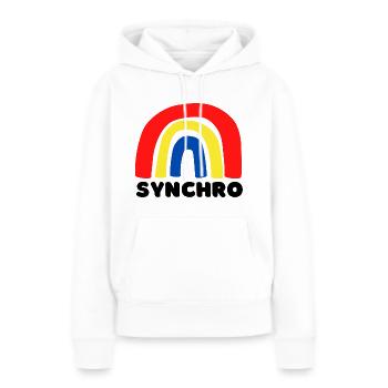 Arc-en-ciel synchro - Sweat à capuche Premium bio Femme - blanc - Devant - Julia (174cm)