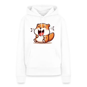 LAUGHING HAMSTER RODENT PET SMALL CHEEK ROUND - Women’s Premium Organic Hoodie - white - Front - Julia (174cm)