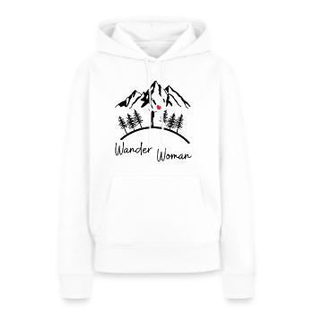 WANDER WOMAN - Berge Wandern HERZ Spruch Geschenk - Frauen Premium Bio Hoodie - Weiß - Vorne - Julia (174cm)