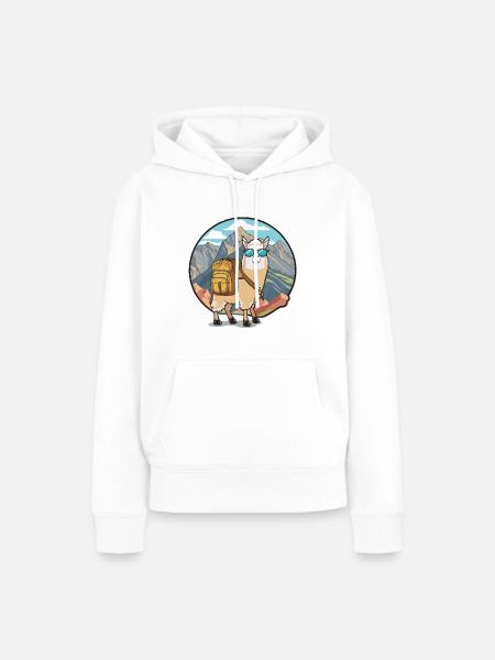 Das abenteuerlustige Lama - Frauen Premium Bio Hoodie - Weiß