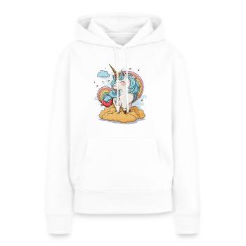 Das Regenbogen-Einhorn - Frauen Premium Bio Hoodie - Weiß - Vorne - Julia (174cm)
