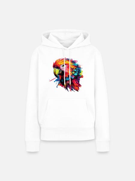 Bunter Papagei Farbkleckse - Frauen Premium Bio Hoodie - Weiß