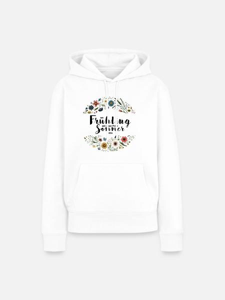 Frühling mit einer Prise Sommer, bitte! - Frauen Premium Bio Hoodie - Weiß