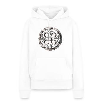 Nœuds de bouclier avec nœuds celtiques - Sweat à capuche Premium bio Femme - blanc - Devant - Julia (174cm)