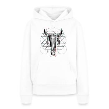 Geometrical Glitch, Totenkopf, Glitch effekt - Frauen Premium Bio Hoodie - Weiß - Vorne - Julia (174cm)