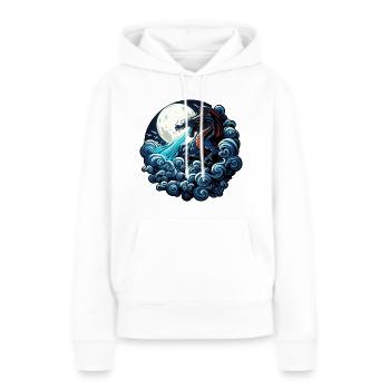 Mystischer Drache, der Wasser im Mondlicht spuckt - Frauen Premium Bio Hoodie - Weiß - Vorne - Julia (174cm)