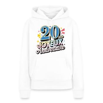 20 ans joyeux anniversaire - Sweat à capuche Premium bio Femme - blanc - Devant - Julia (174cm)