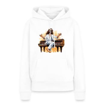 Jazz Maestro - Sweat à capuche Premium bio Femme - blanc - Devant - Julia (174cm)