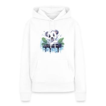 Koala mélodique - Sweat à capuche Premium bio Femme - blanc - Devant - Julia (174cm)