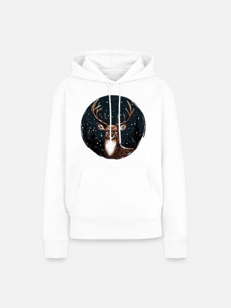 Weihnachten Hirsch - Frauen Premium Bio Hoodie - Weiß