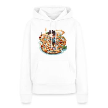 Der Labyrinth-Läufer - Frauen Premium Bio Hoodie - Weiß - Vorne - Julia (174cm)