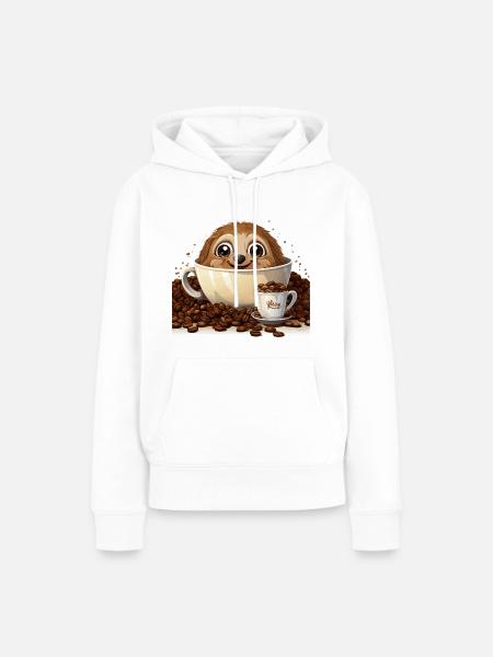 Der Coffee Hugger - Frauen Premium Bio Hoodie - Weiß