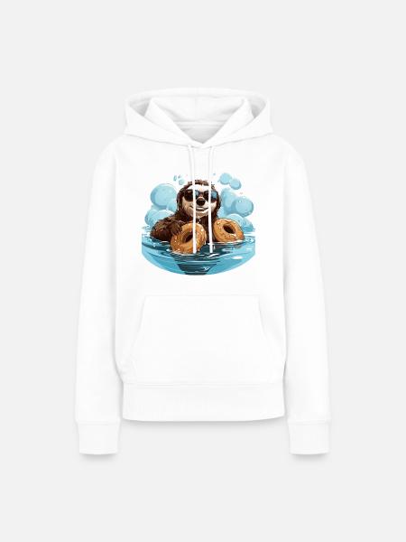 Der Koffeinschwimmer - Frauen Premium Bio Hoodie - Weiß