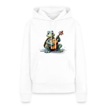 Le violoniste lent - Sweat à capuche Premium bio Femme - blanc - Devant - Julia (174cm)