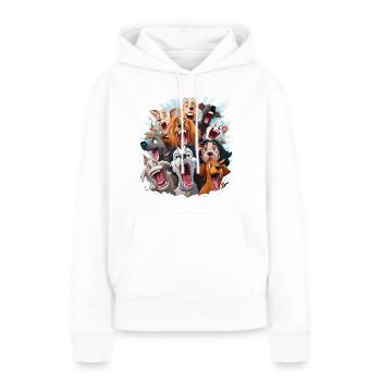 Das Porträt der fröhlichen Menagerie - Frauen Premium Bio Hoodie - Weiß - Vorne - Julia (174cm)