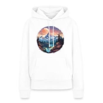 Gipfel-Gelassenheit - Frauen Premium Bio Hoodie - Weiß - Vorne - Julia (174cm)