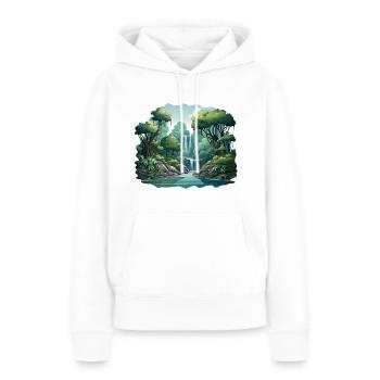 Cascades Mystiques - Sweat à capuche Premium bio Femme - blanc - Devant - Julia (174cm)