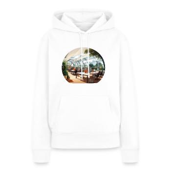 Dynamischer Arbeitsbereich - Frauen Premium Bio Hoodie - Weiß - Vorne - Julia (174cm)