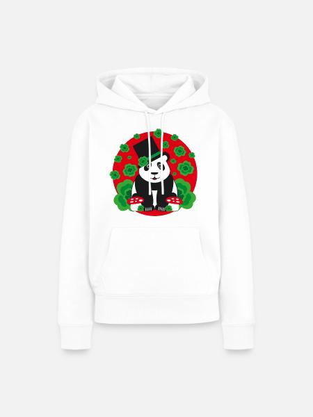 Panda Glücksbringer mit Kleeblätter. - Frauen Premium Bio Hoodie - Weiß