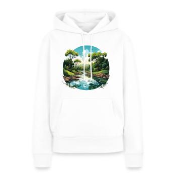 Rythmes du fleuve - Sweat à capuche Premium bio Femme - blanc - Devant - Julia (174cm)