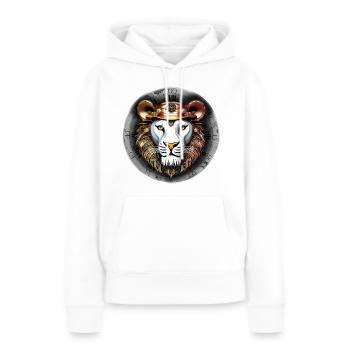 Lion de style rétro steampunk - Sweat à capuche Premium bio Femme - blanc - Devant - Julia (174cm)