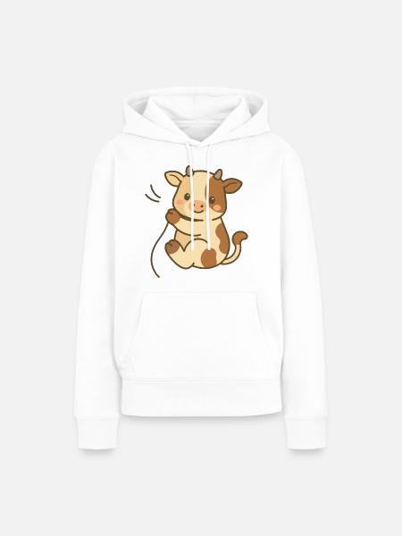 Kuschelkalb-Charme - Frauen Premium Bio Hoodie - Weiß