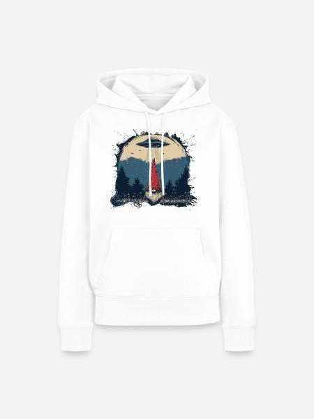 Gartenzwerg und UFO - Frauen Premium Bio Hoodie - Weiß