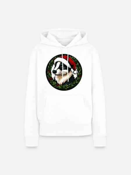 Weihnachten Dachse - Frauen Premium Bio Hoodie - Weiß