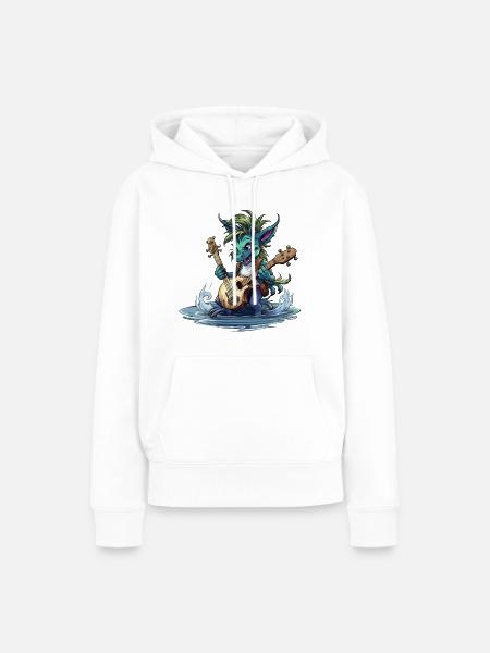 Wasserdrache Gitarrist - Frauen Premium Bio Hoodie - Weiß