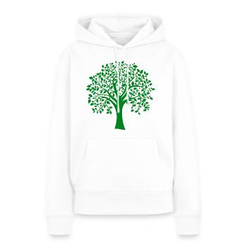 Grüne Jumbo-Baum-Print-Silhouette - Frauen Premium Bio Hoodie - Weiß - Vorne - Julia (174cm)