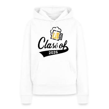 Promotion 2026 (Promotion diplômée / Bière / 2C POS) - Sweat à capuche Premium bio Femme - blanc - Devant - Julia (174cm)